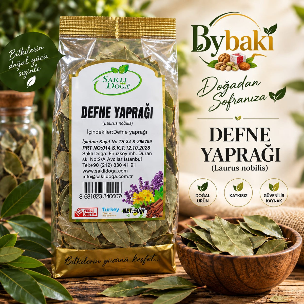 Defne Yaprağı 50 g – Kurutulmuş Defne Yaprağı | Laurus Nobilis | Doğal Baharat