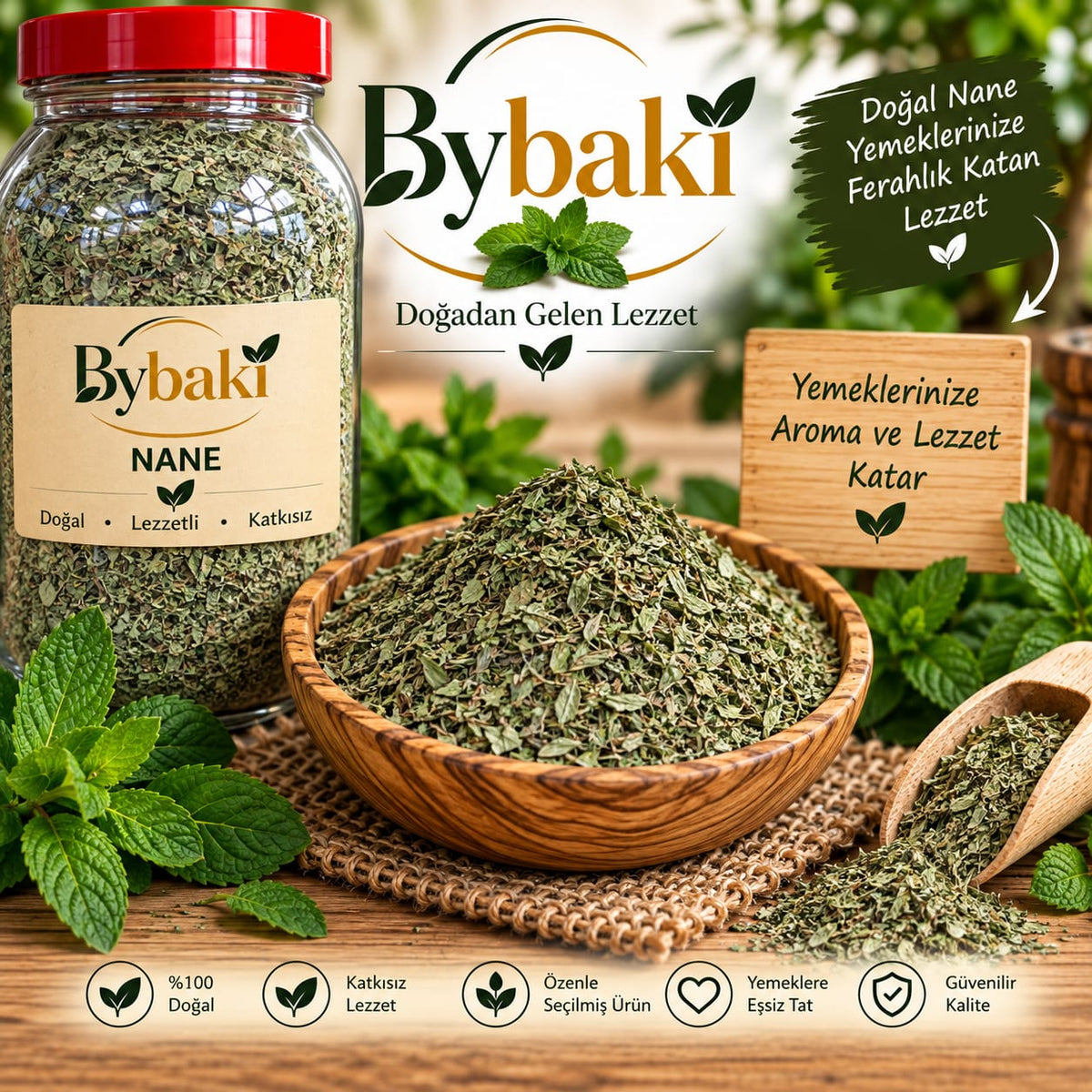ByBaki Nane – Kurutulmuş Doğal Nane Baharatı | Aromatik ve Ferahlatıcı Lezzet 1 kg