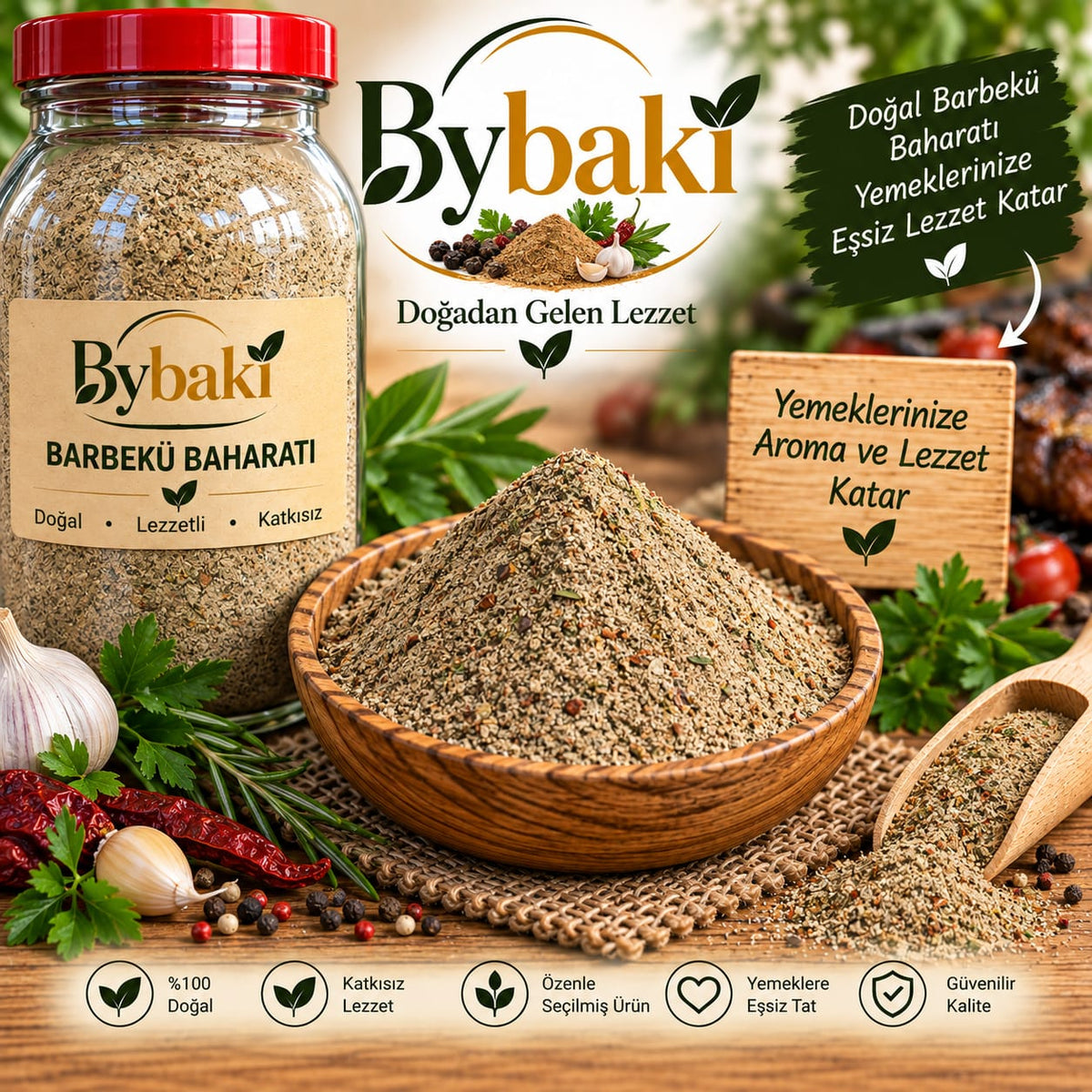 ByBaki Barbekü Baharatı – Doğal ve Aromatik Baharat Karışımı 1 kg