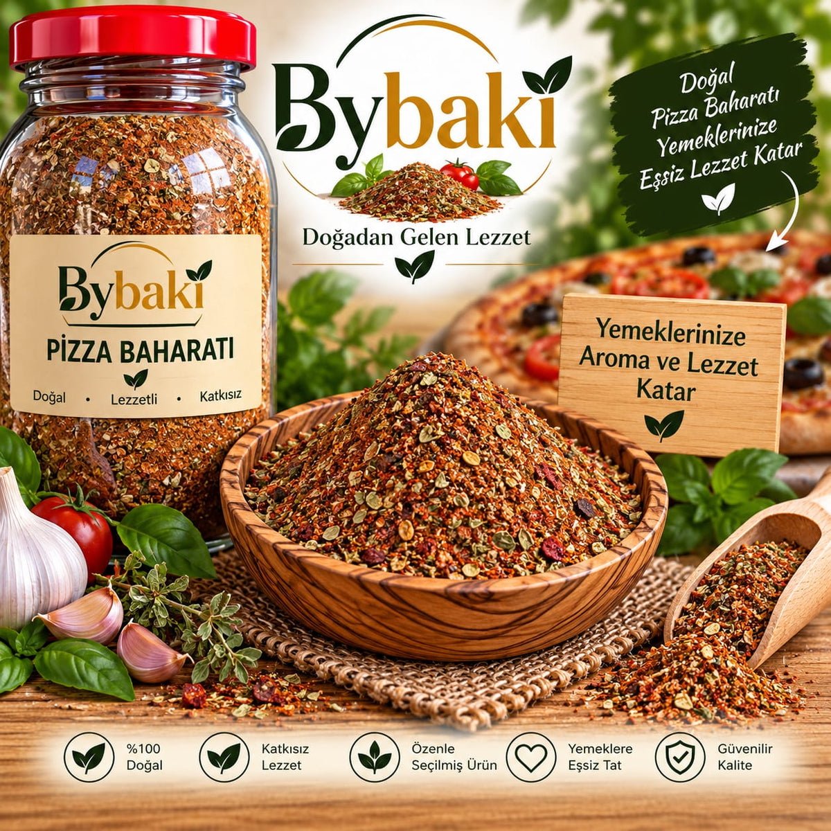 ByBaki Pizza Baharatı – Doğal ve Aromatik Baharat Karışımı 1 kg