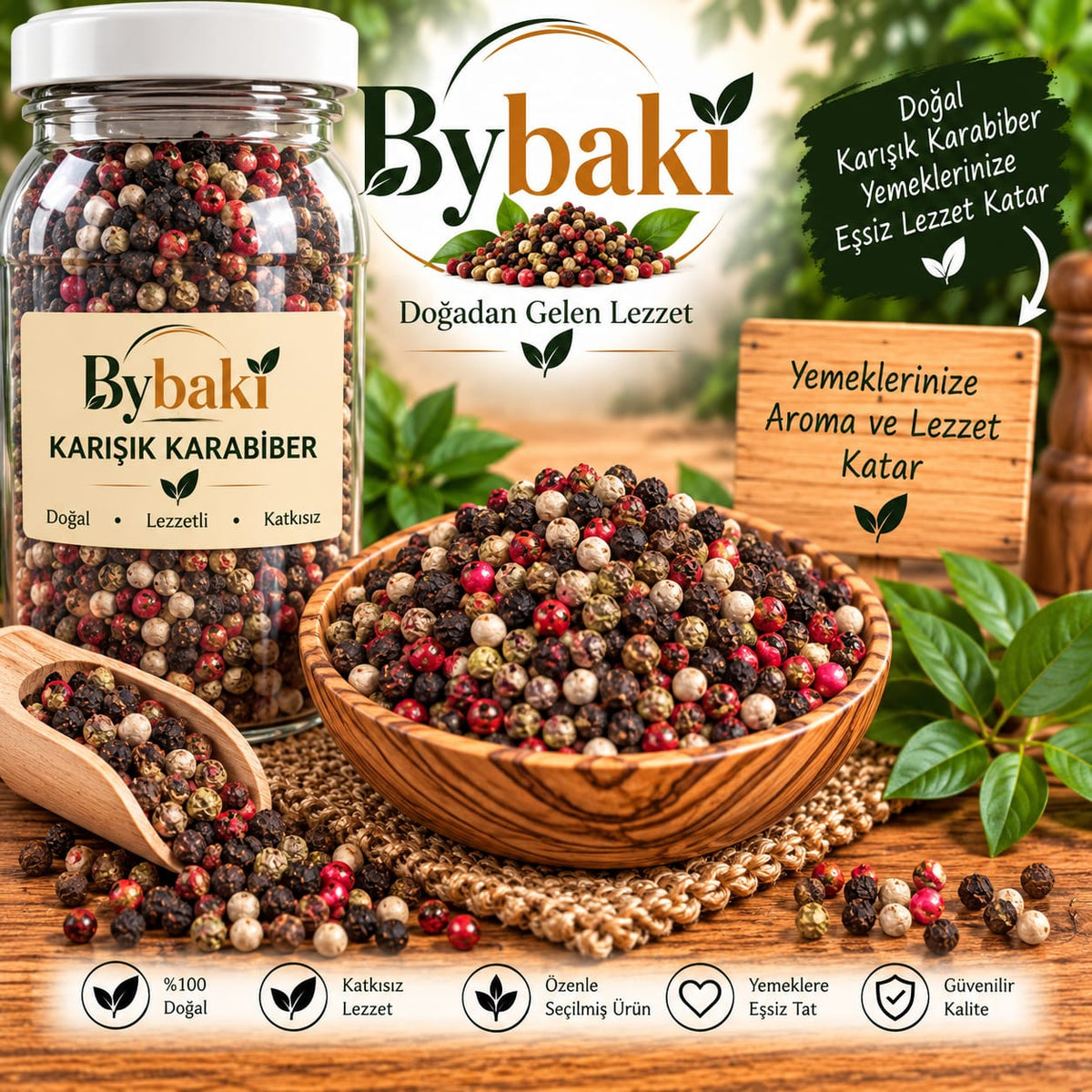 ByBaki Karışık Karabiber – Tane Karabiber Karışımı | Aromatik, Doğal ve Lezzetli Baharat 1 kg